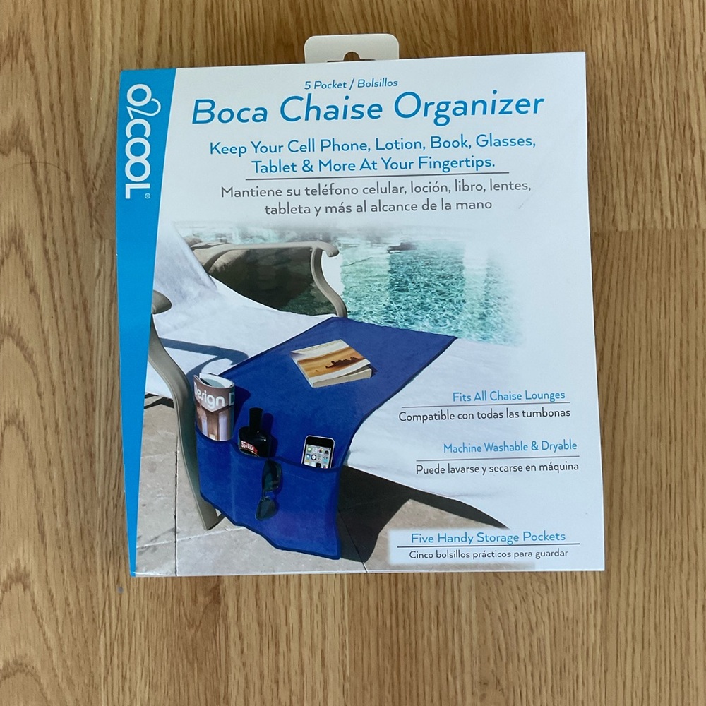 O2COOL Blue Boca Chaise Organizer